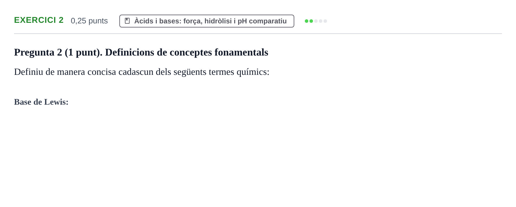 Enunciado: Ejercicio 2 - Àcids i bases · Química General I Inorgànica UB 2019