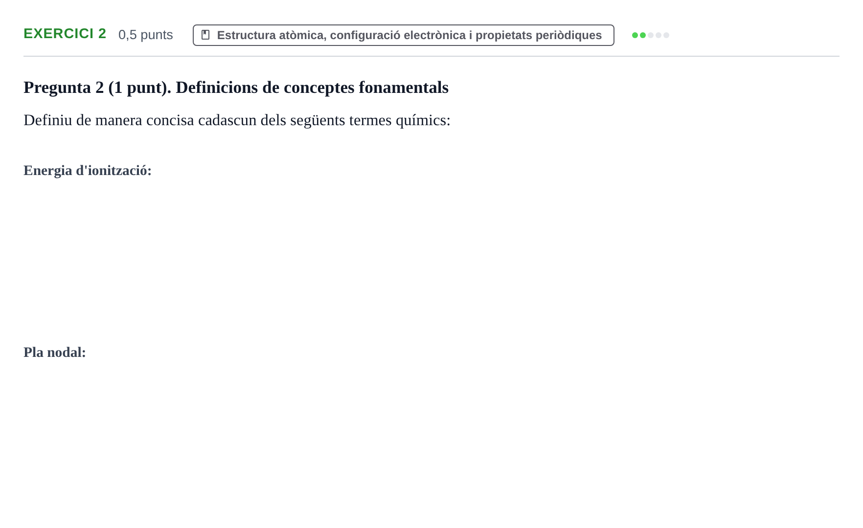 Enunciado: Ejercicio 2 - Estructura atòmica · Química General I Inorgànica UB 2019