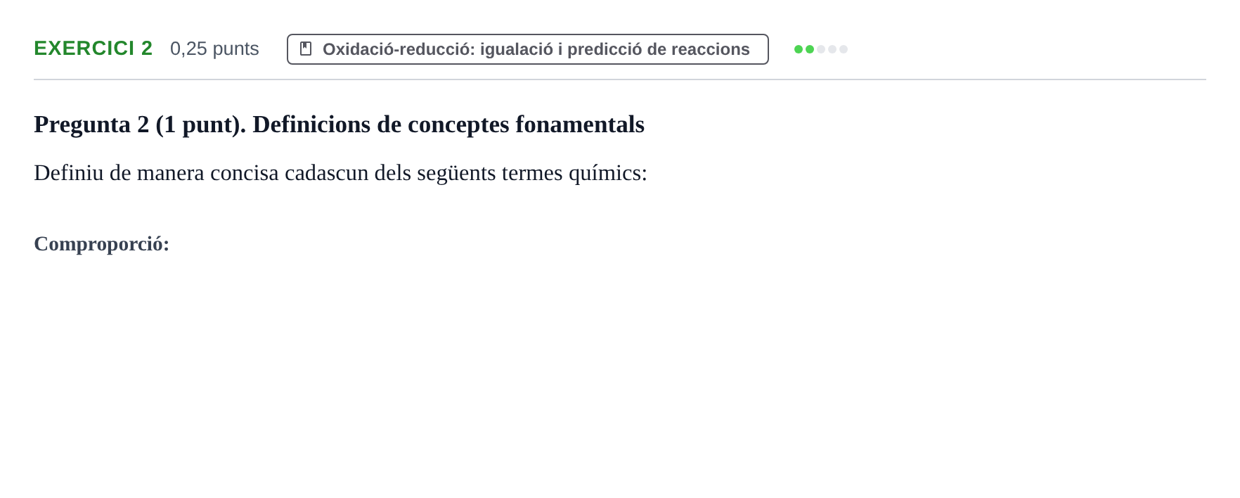 Enunciado: Ejercicio 2 - Oxidació-reducció · Química General I Inorgànica UB 2019