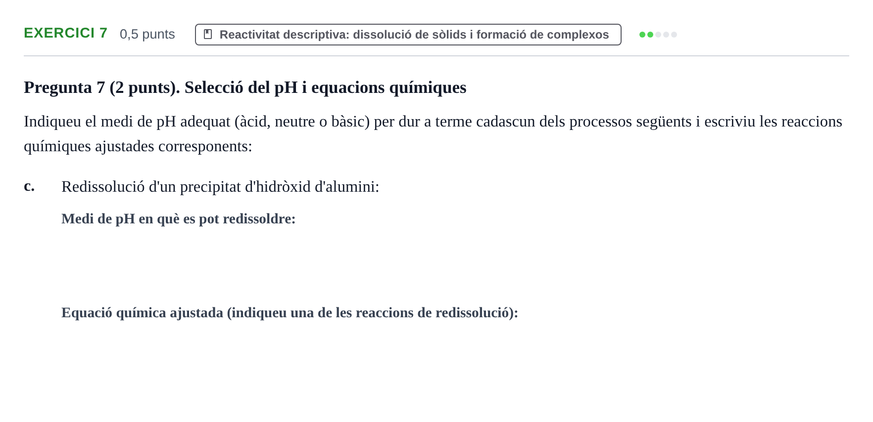 Enunciado: Ejercicio 7 - Reactivitat descriptiva · Química General I Inorgànica UB 2019