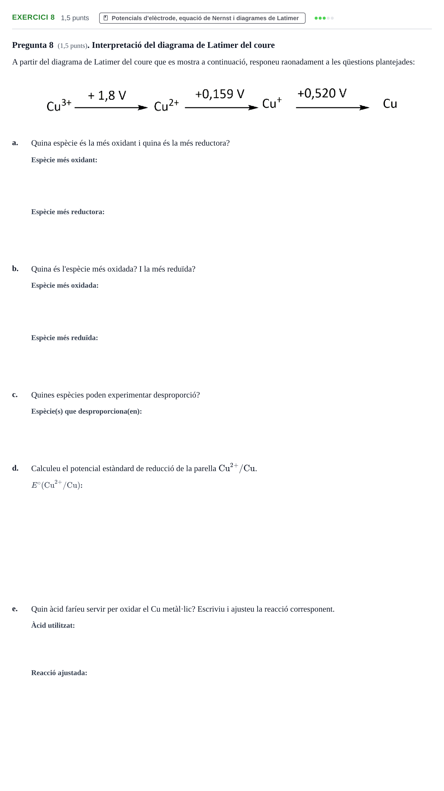 Enunciado: Problema 8 · Química General I Inorgànica UB 2019
