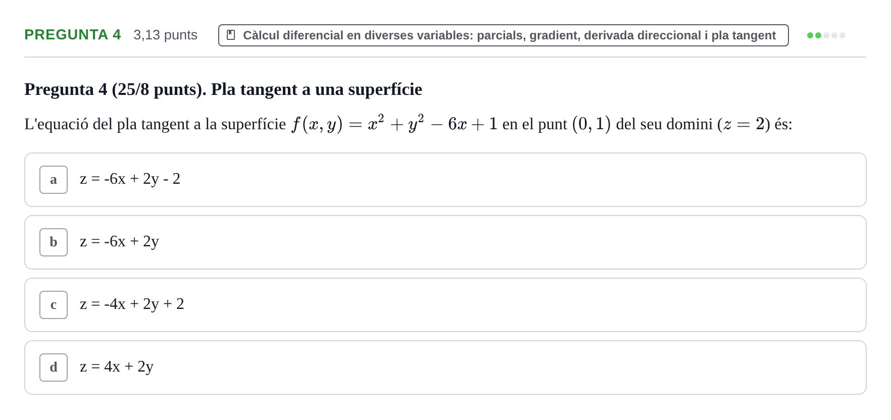 Enunciado: Pregunta 4 · Matemática Aplicada y Bioestadística UB 2018