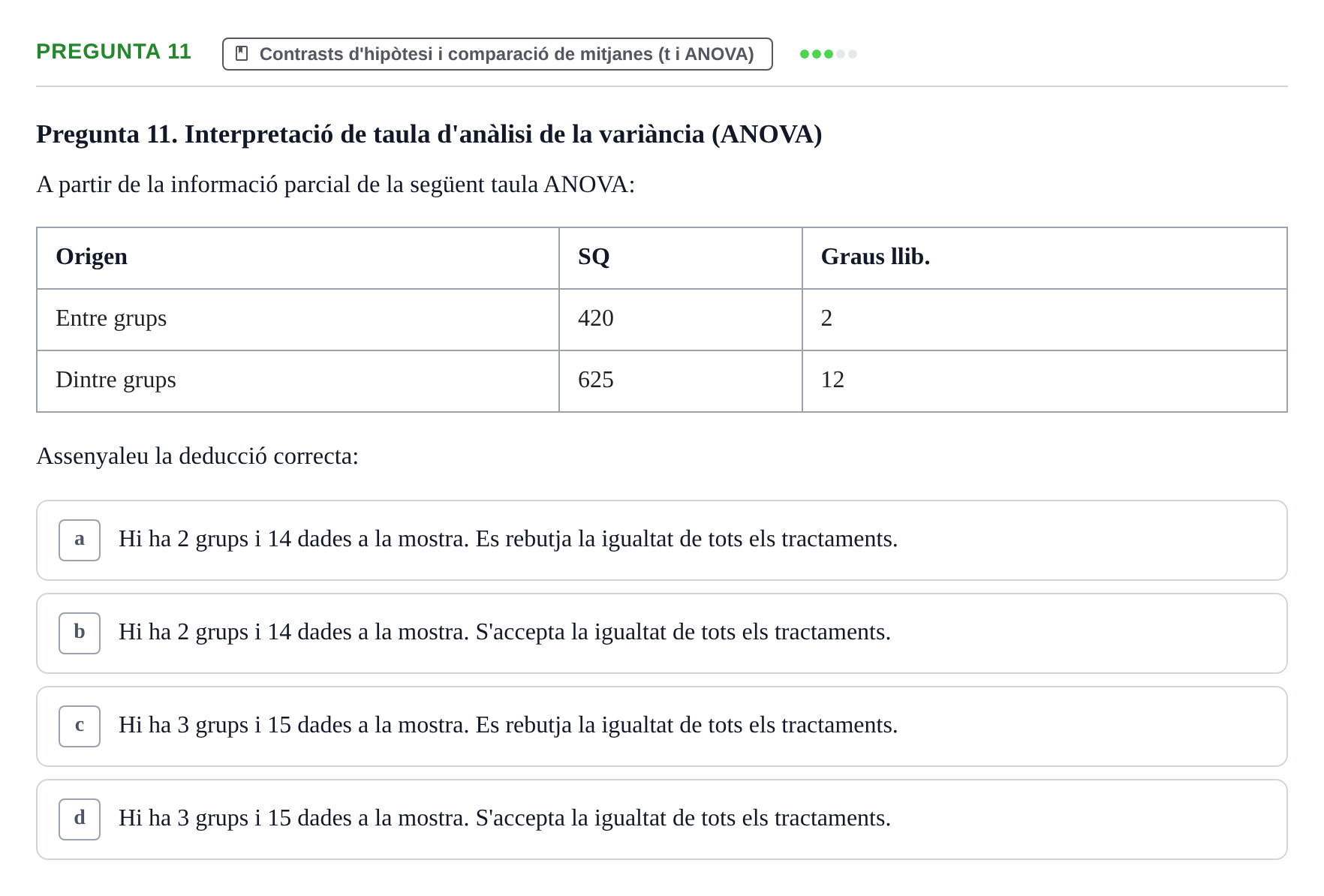Enunciado: Pregunta 11 · Matemática Aplicada y Bioestadística UB 2018
