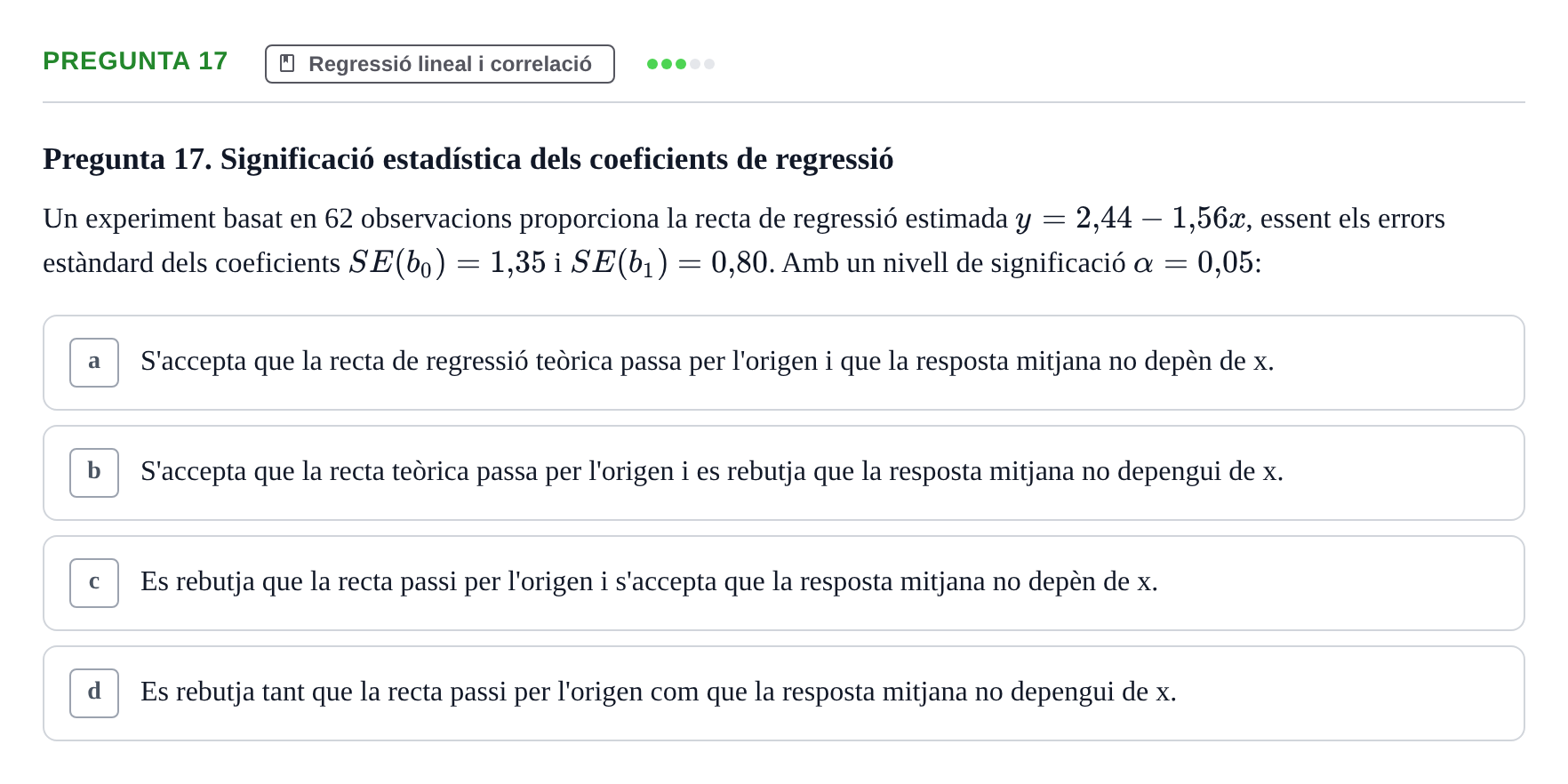 Enunciado: Pregunta 17 · Matemática Aplicada y Bioestadística UB 2018