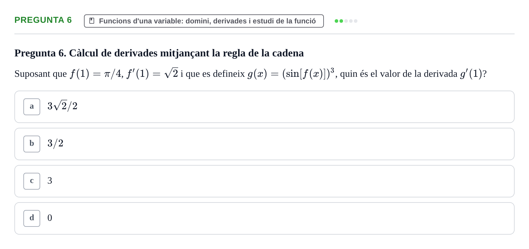 Enunciado: Pregunta 6 · Matemática Aplicada y Bioestadística UB 2018