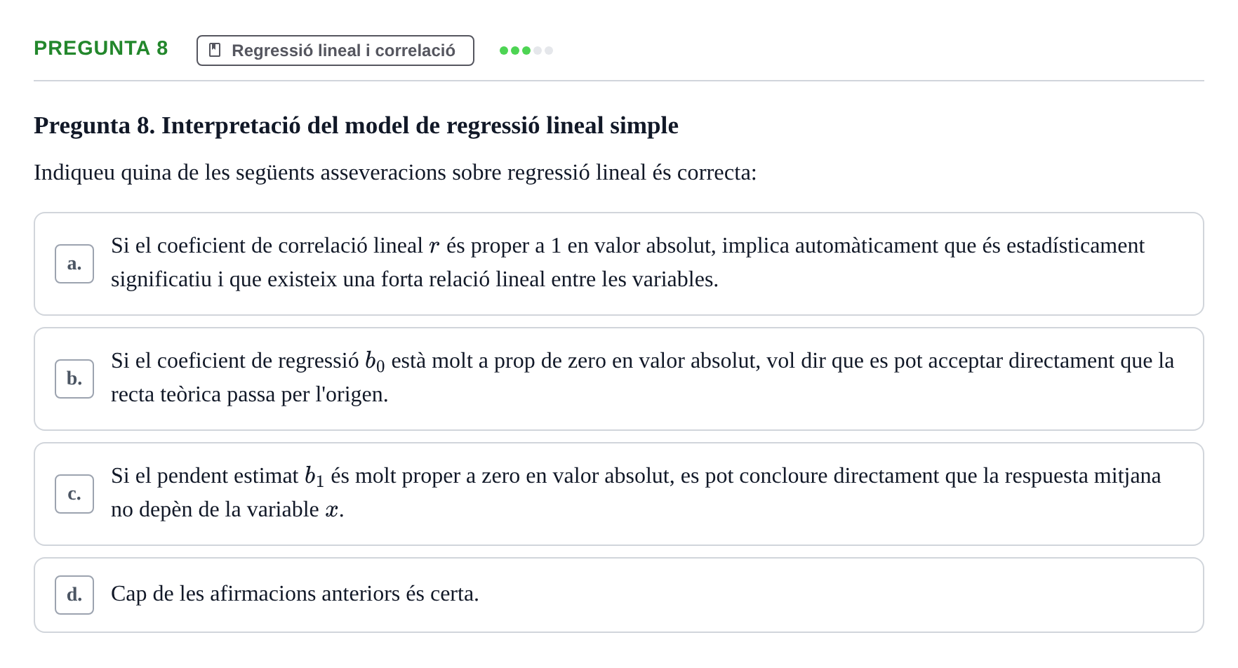Enunciado: Pregunta 8 · Matemática Aplicada y Bioestadística UB 2018