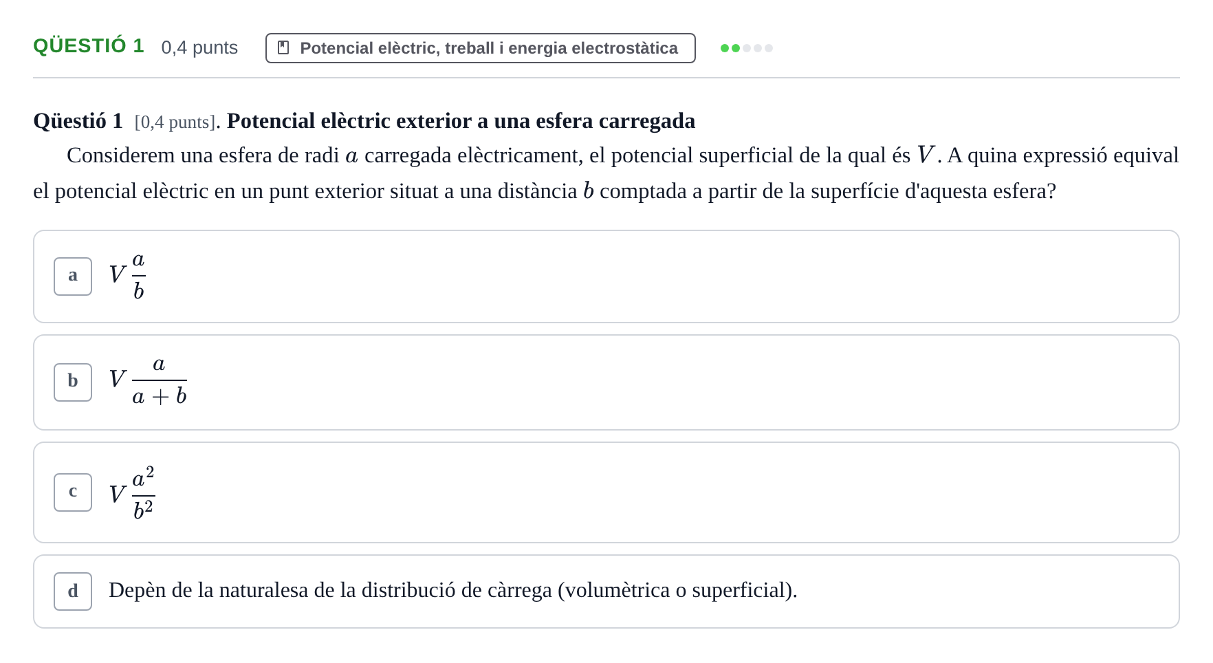 Enunciado: Ejercicio Qüestió 1 · Física II UB 2006