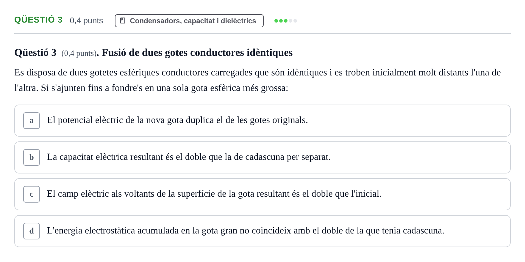 Enunciado: Ejercicio Qüestió 3 · Física II UB 2006