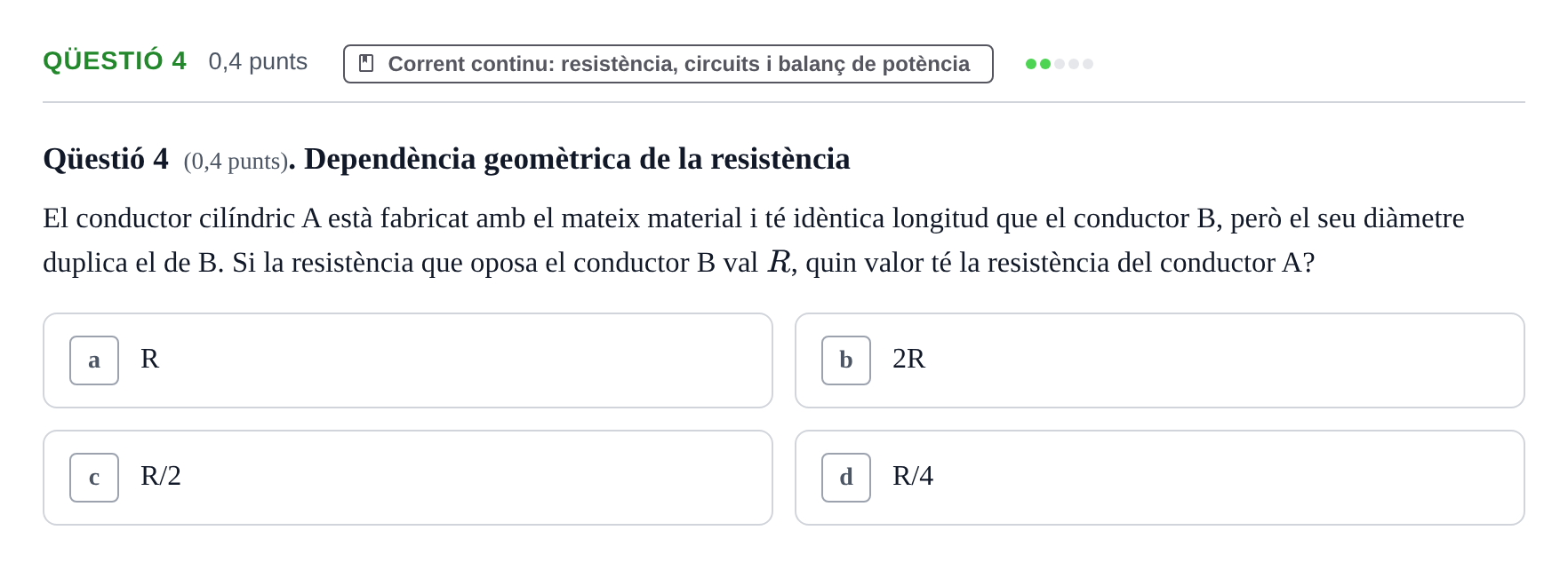 Enunciado: Ejercicio Qüestió 4 · Física II UB 2006