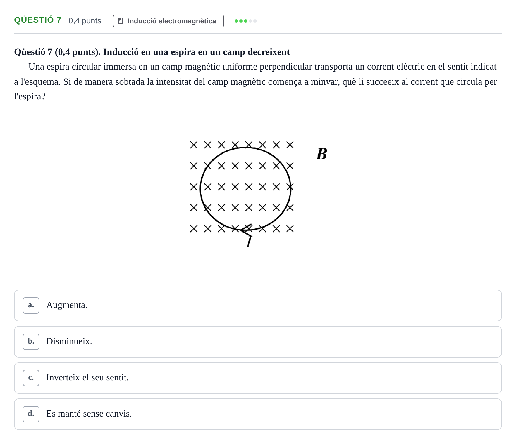 Enunciado: Ejercicio Qüestió 7 · Física II UB 2006