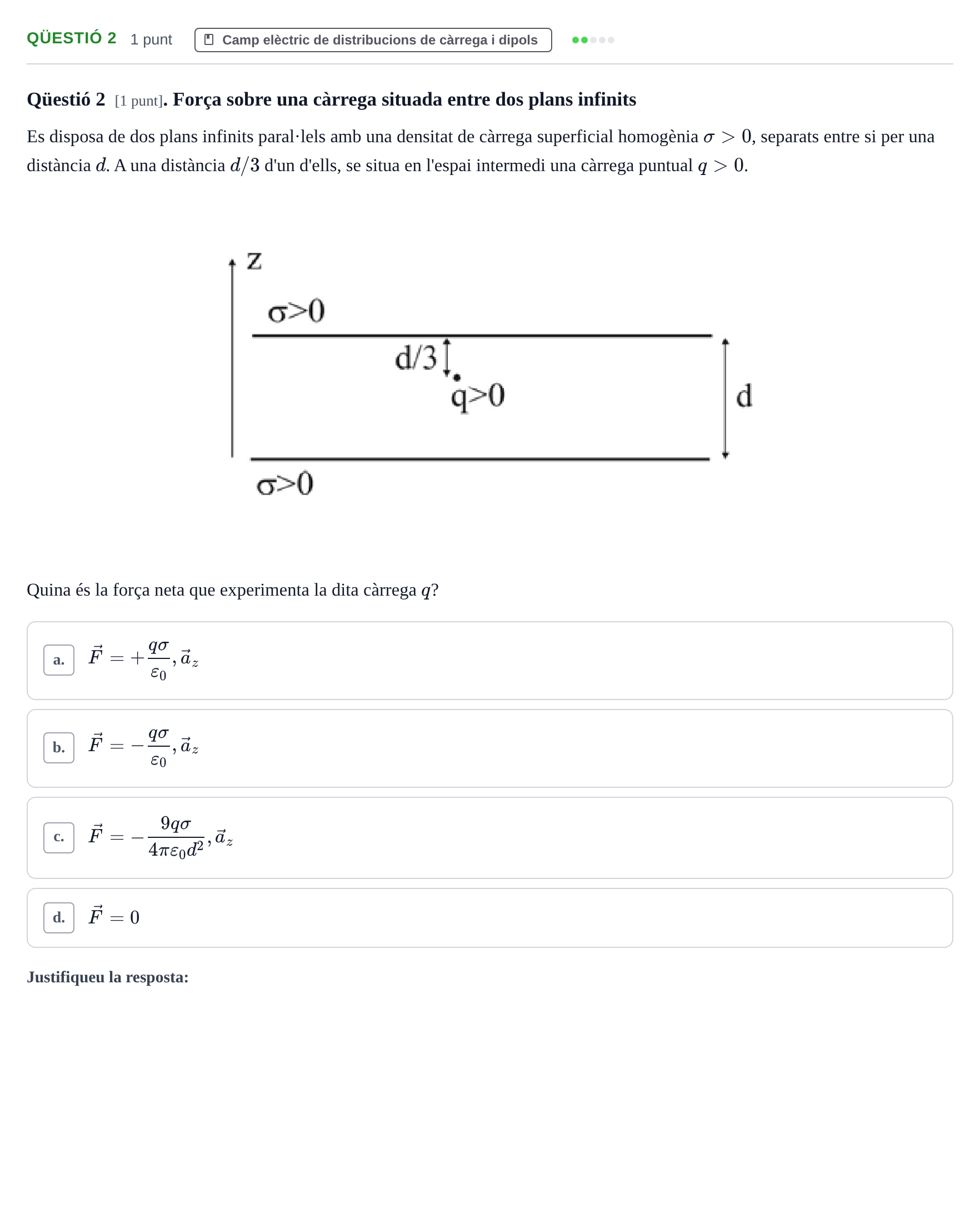 Enunciado: Ejercicio Qüestió 2 · Física II UB 2019