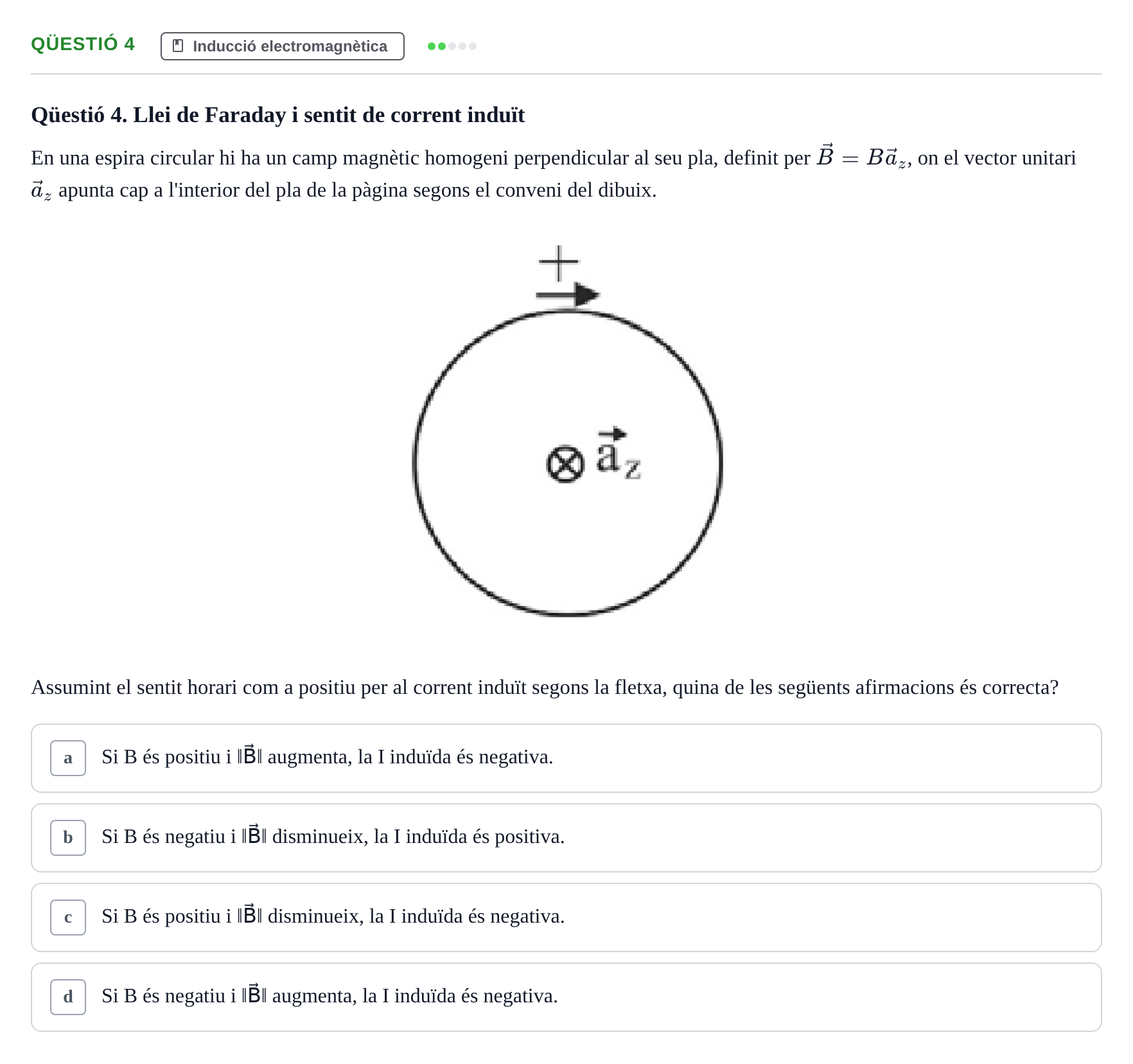 Enunciado: Ejercicio Qüestió 4 · Física II UB 2019