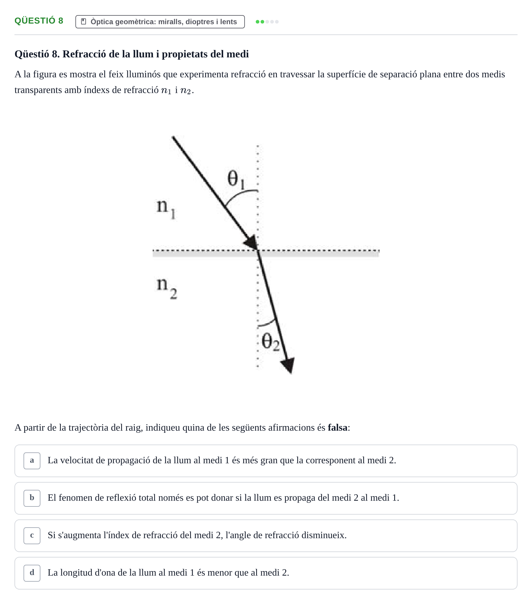 Enunciado: Ejercicio Qüestió 8 · Física II UB 2019