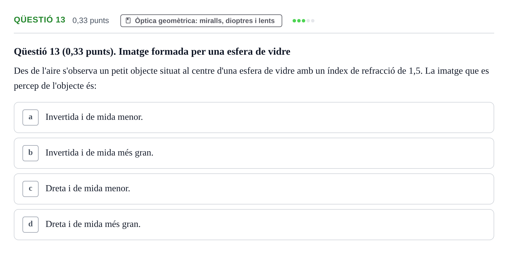 Enunciado: Ejercicio Qüestió 13 · Física II UB Juny 2019