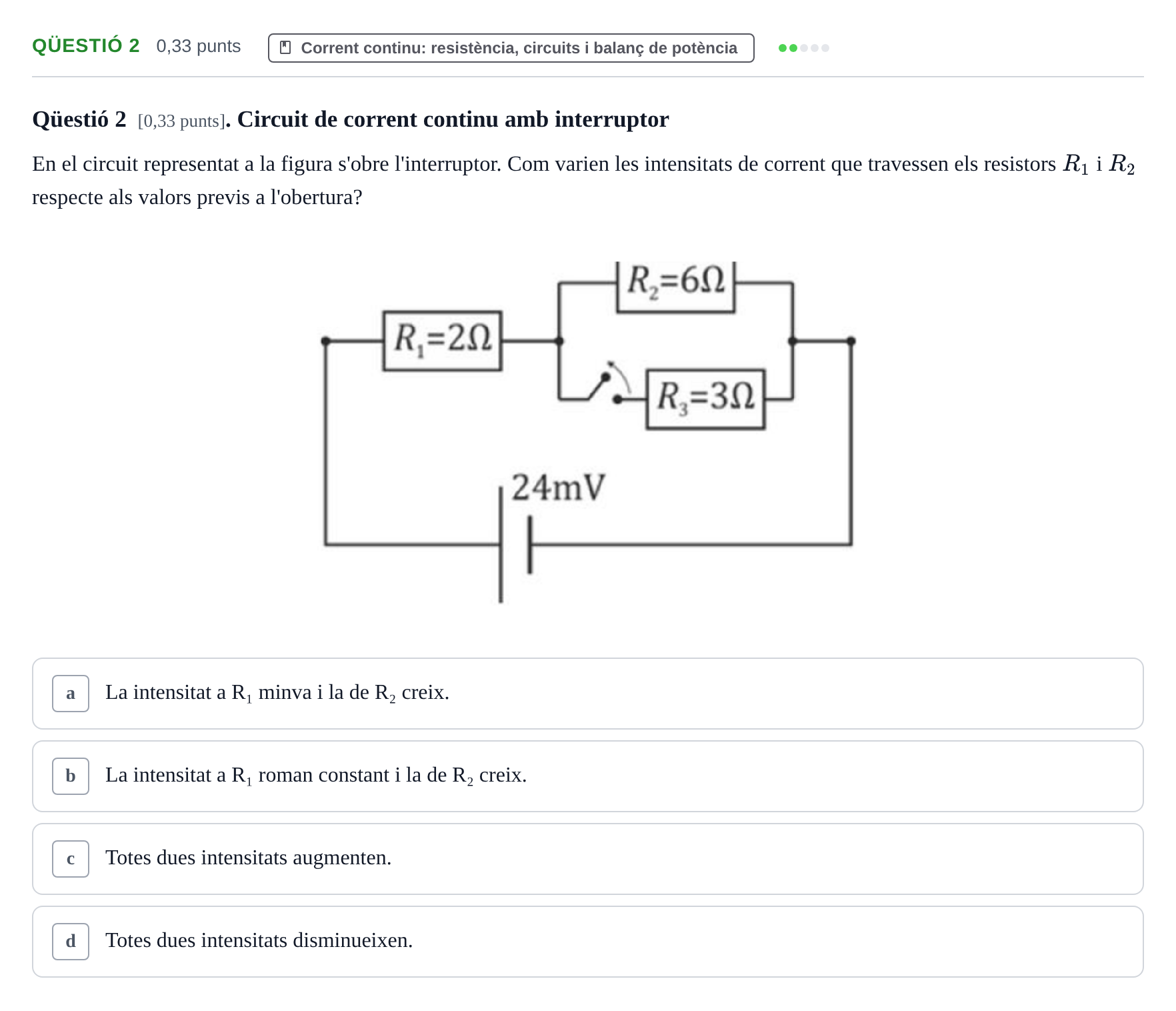 Enunciado: Ejercicio Qüestió 2 · Física II UB Juny 2019