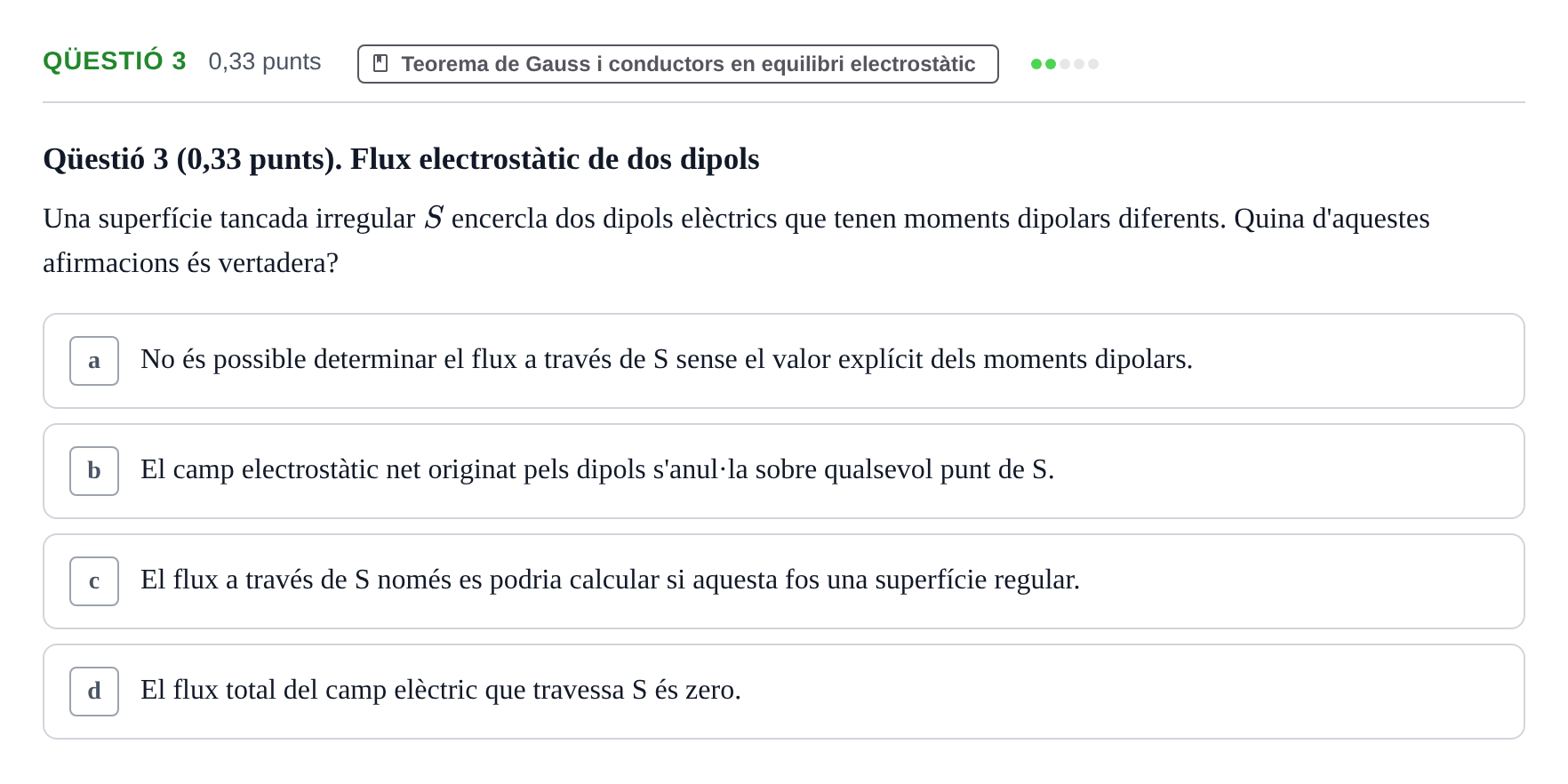 Enunciado: Ejercicio Qüestió 3 · Física II UB Juny 2019