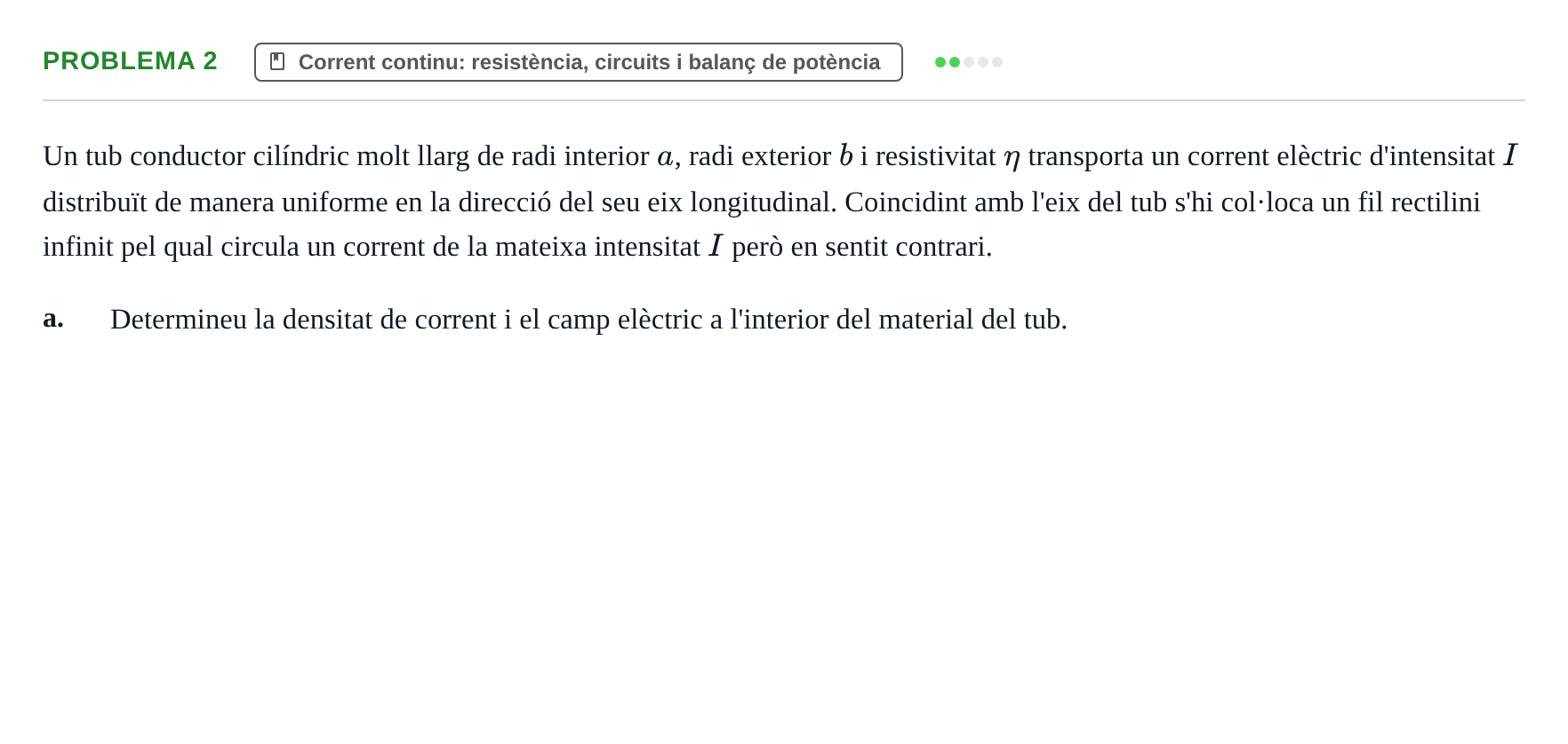 Enunciado: Problema 2 - Corrent continu · Física II UB 2019