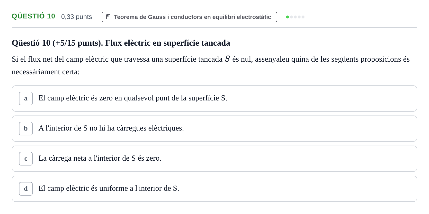 Enunciado: Ejercicio Qüestió 10 · Física II UB 2019