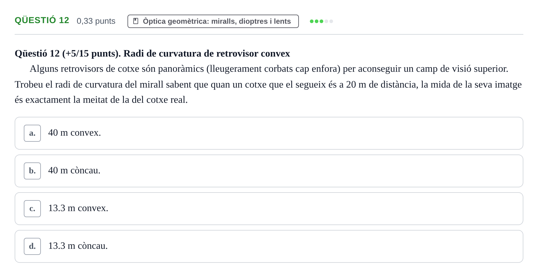Enunciado: Ejercicio Qüestió 12 · Física II UB 2019