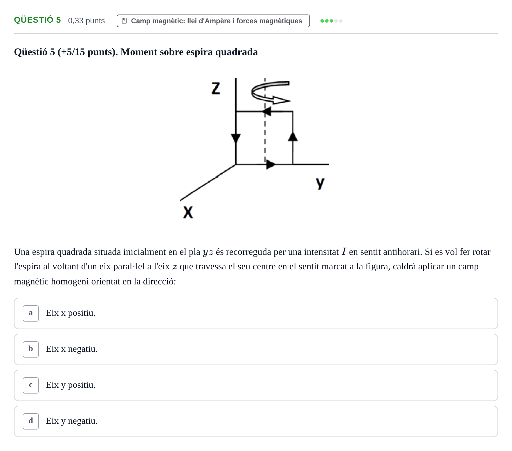 Enunciado: Ejercicio Qüestió 5 · Física II UB 2019