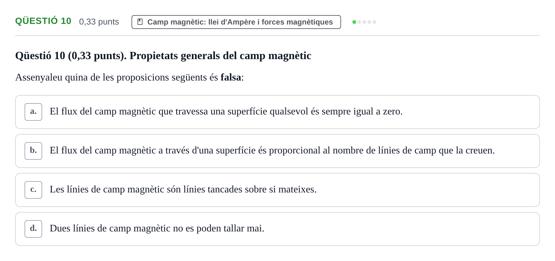 Enunciado: Ejercicio Qüestió 10 · Física II UB 2023