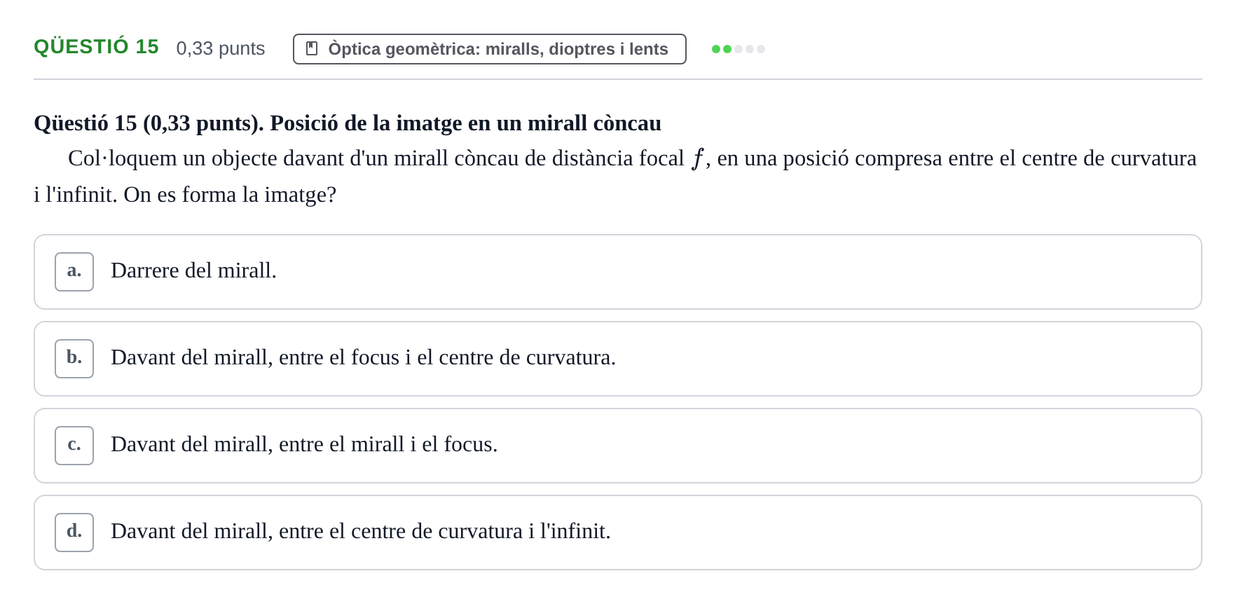 Enunciado: Ejercicio Qüestió 15 · Física II UB 2023