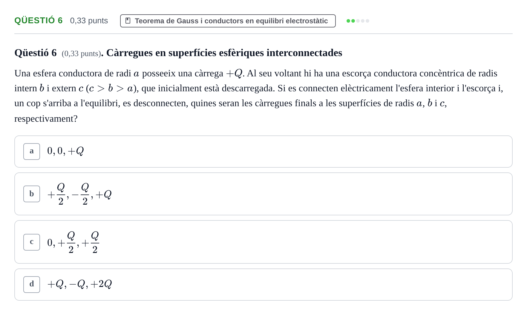 Enunciado: Ejercicio Qüestió 6 · Física II UB 2023