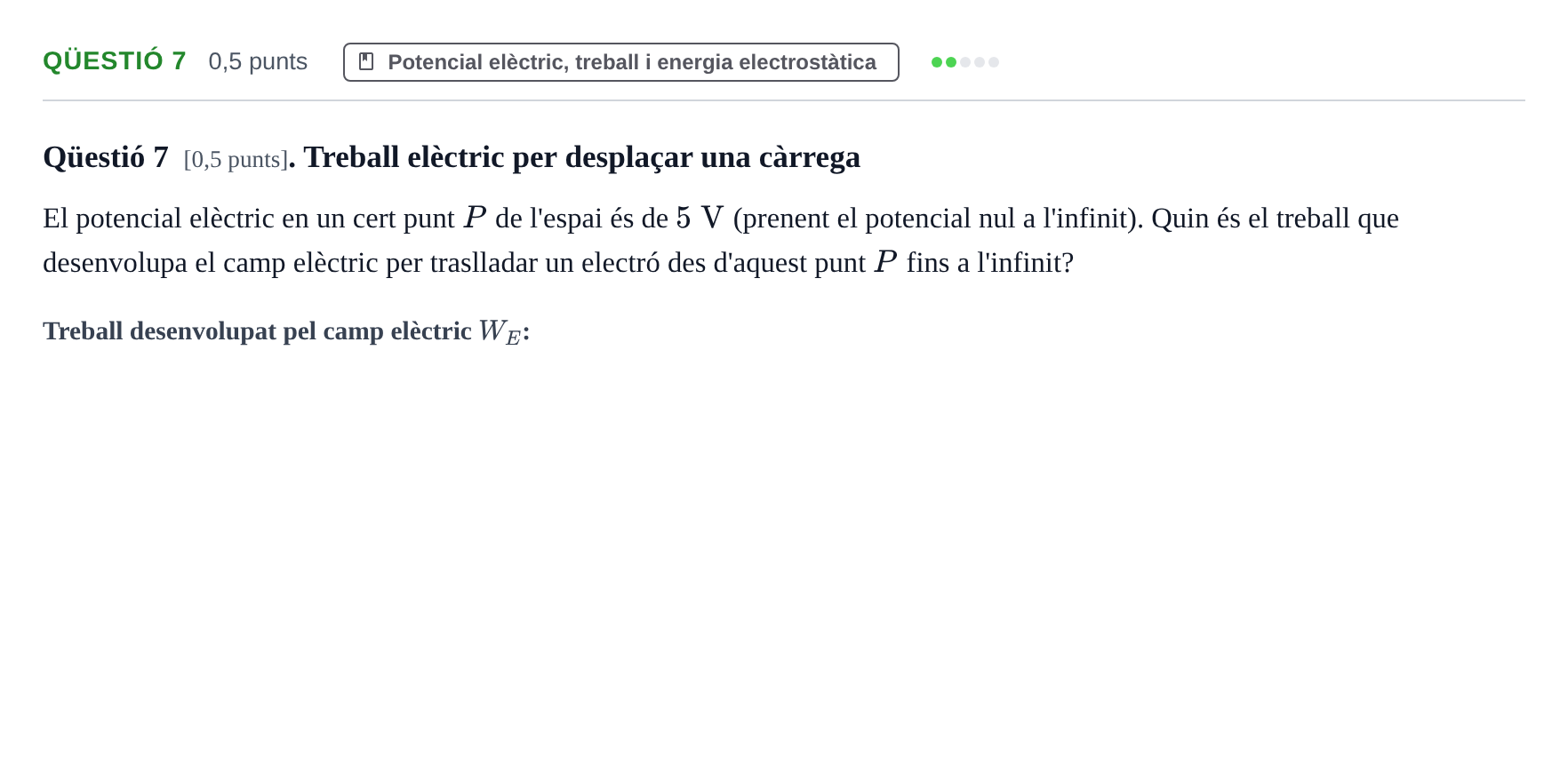 Enunciado: Ejercicio Qüestió 7 · Física II UB 2023