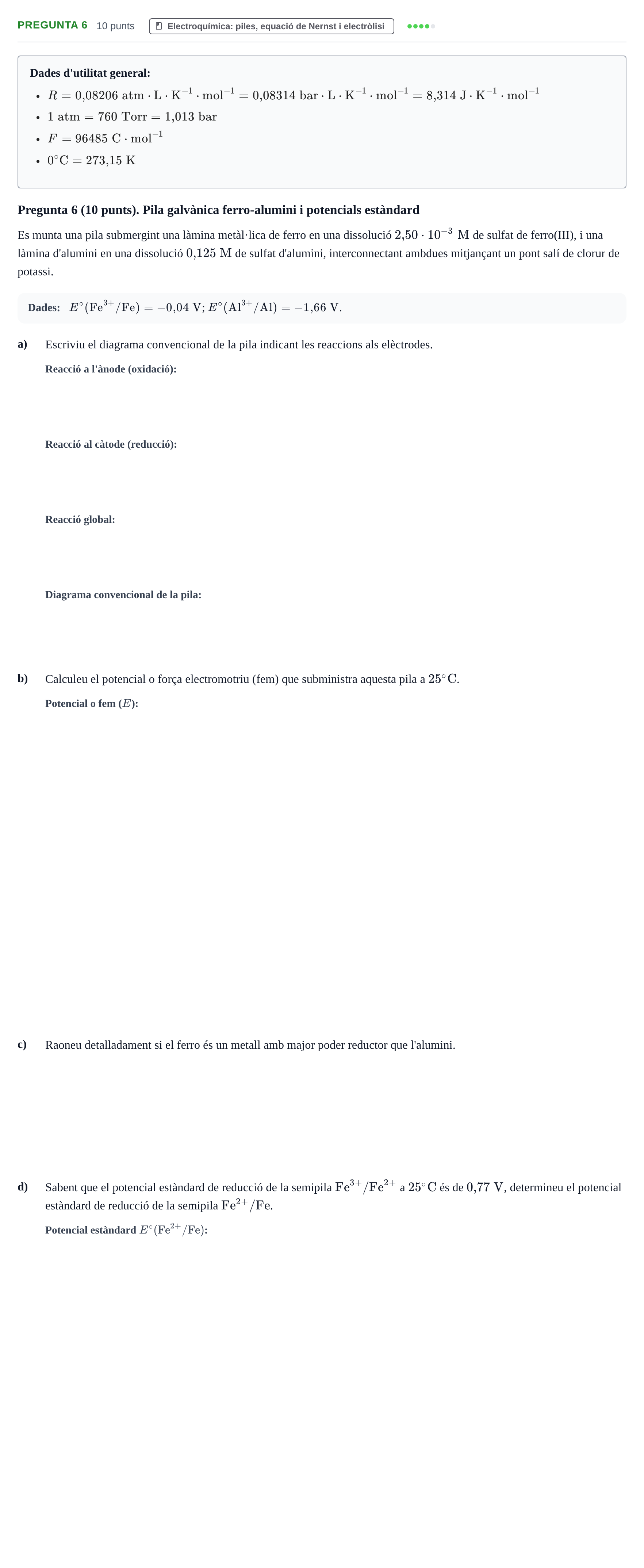 Enunciado: Pregunta 6 · Química Bàsica Ii UB 2014