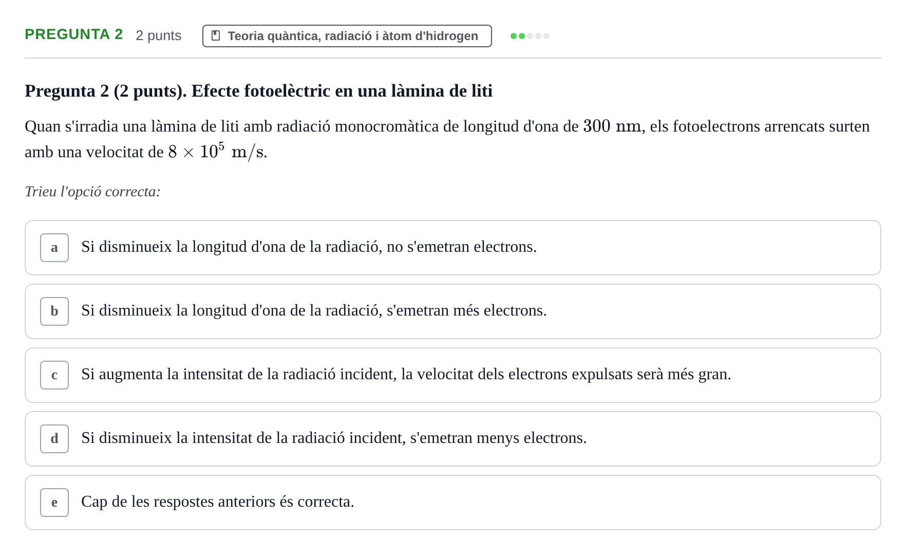 Enunciado: Pregunta 2 · Química Bàsica I UB 2023
