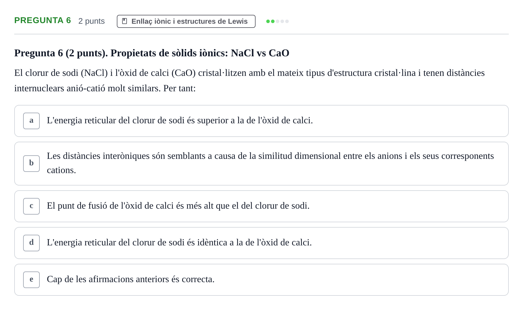 Enunciado: Pregunta 6 · Química Bàsica I UB 2023