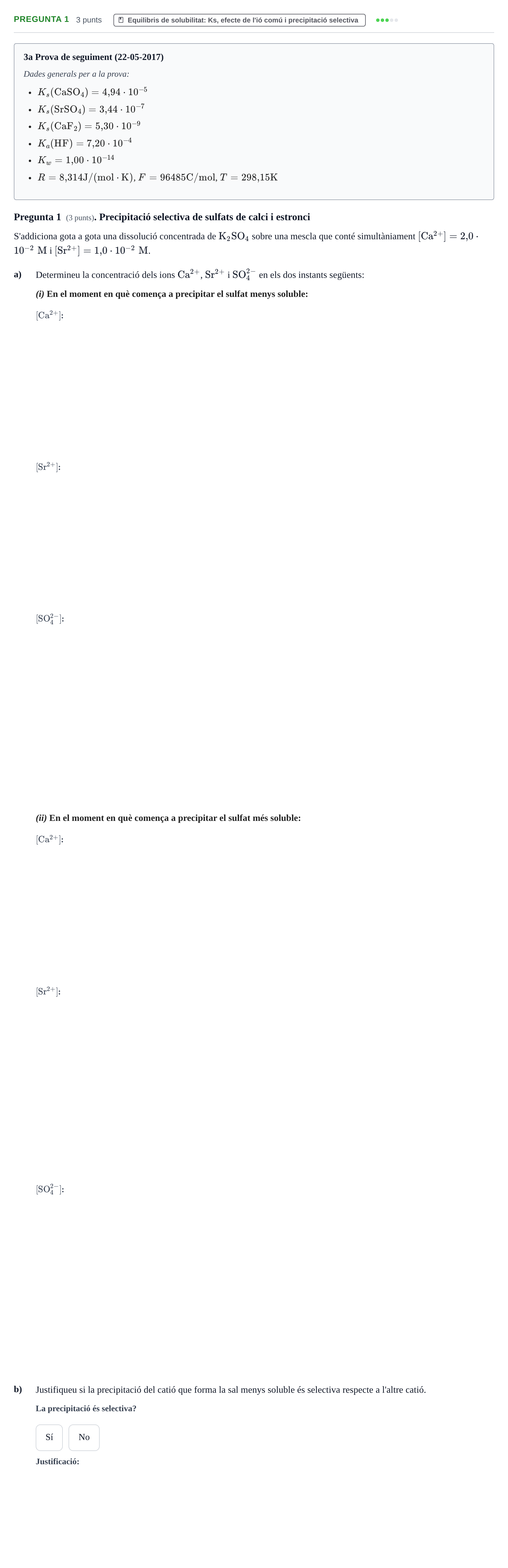 Enunciado: Pregunta 1 · Química Bàsica Ii UB 2017