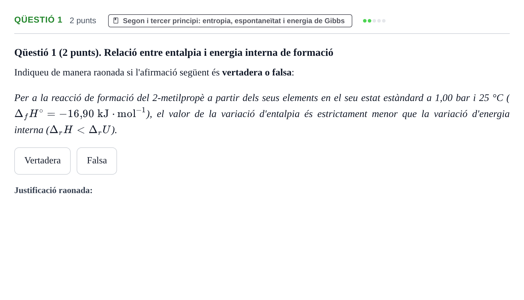 Enunciado: Ejercicio Qüestió 1 · Química Bàsica Ii UB 2024
