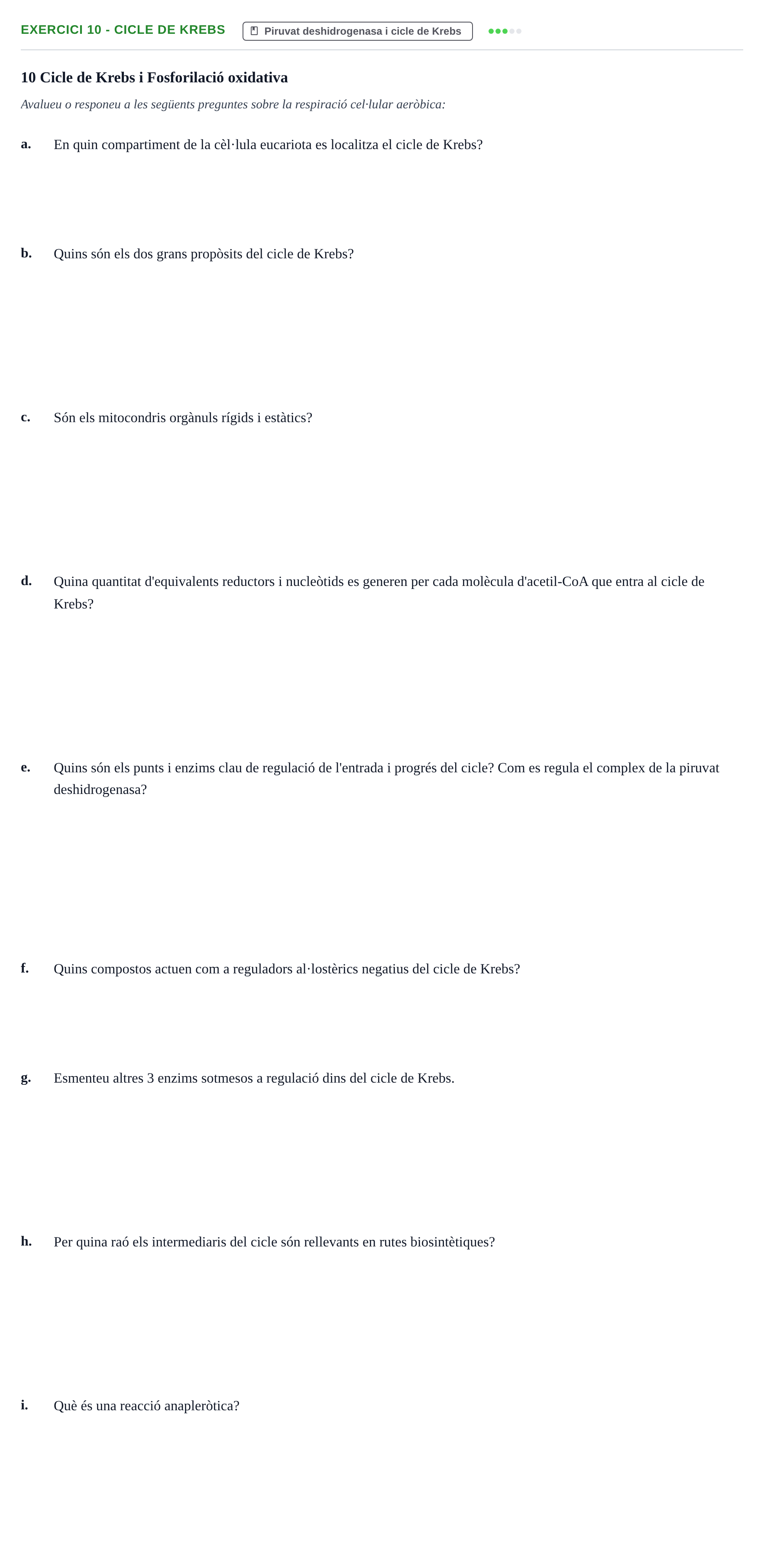 Enunciado: 10 - Cicle de Krebs