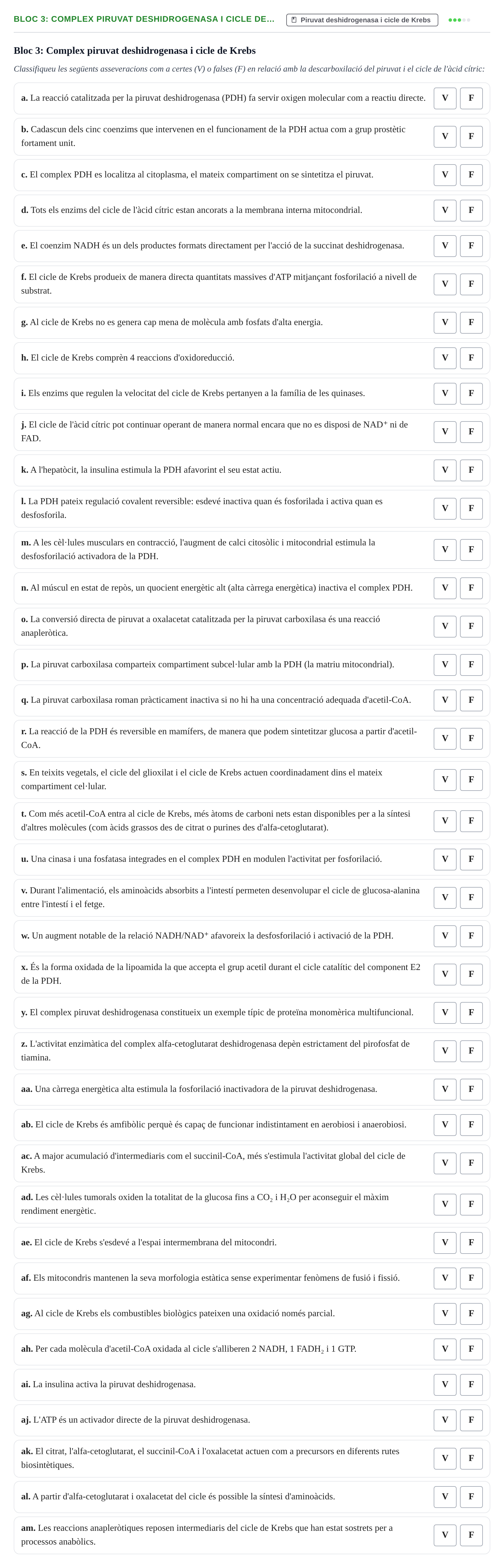 Enunciado: Bloc 3: Complex piruvat deshidrogenasa i cicle de…