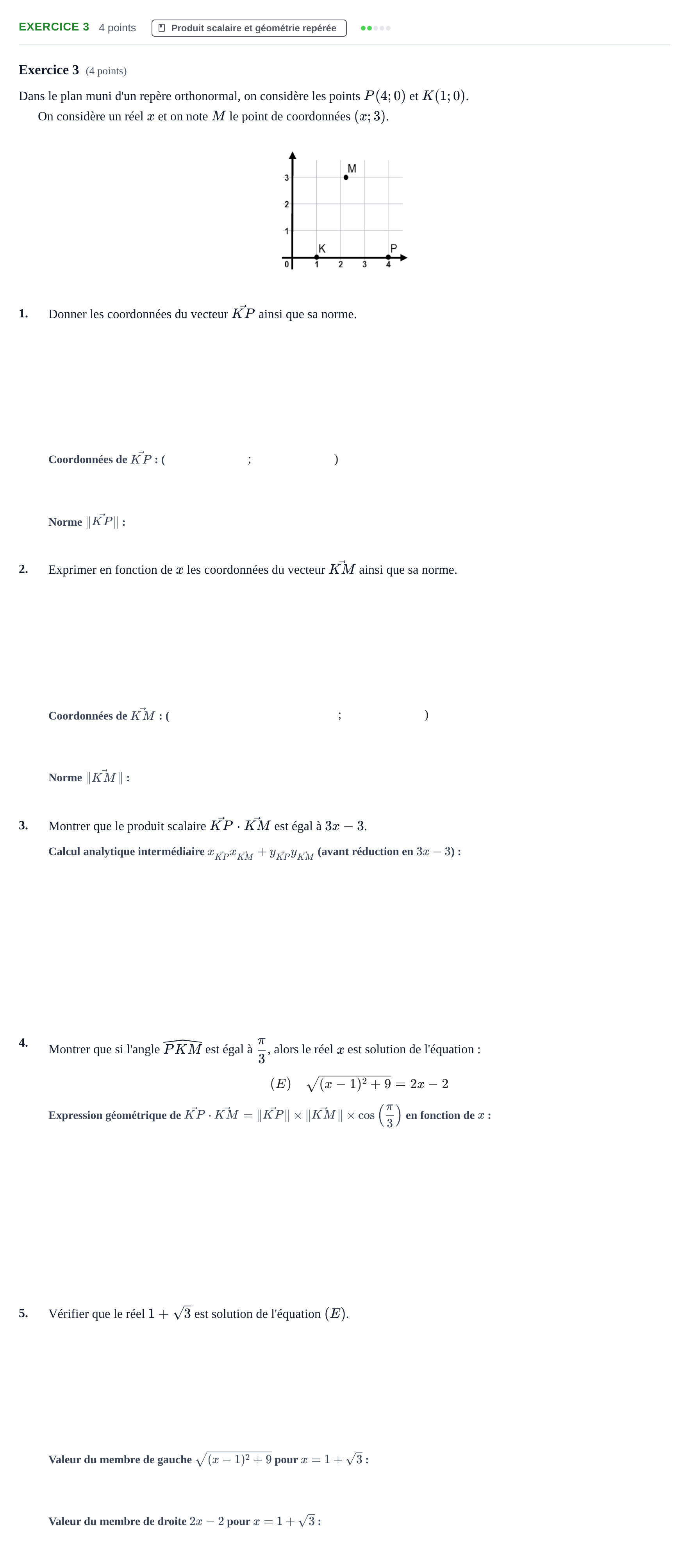 Énoncé: Exercice 3 · Bac Épreuve anticipée de mathématiques (spécialité) Métropole 2026