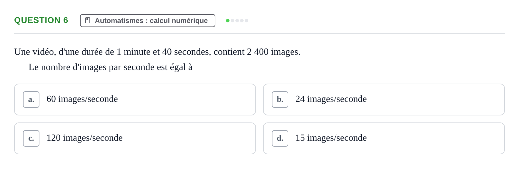 Énoncé: Question 6 · Bac Épreuve anticipée de mathématiques (spécialité) Métropole 2026