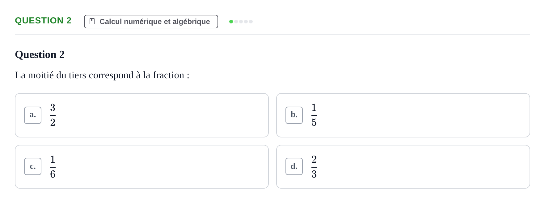 Énoncé: Question 2 · Bac Épreuve anticipée de mathématiques (sans spécialité) Métropole Secours 2026