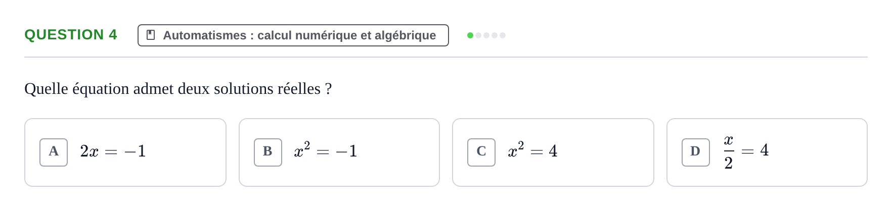 Énoncé: Question 4 · Bac STMG Épreuve anticipée de mathématiques Métropole 2026
