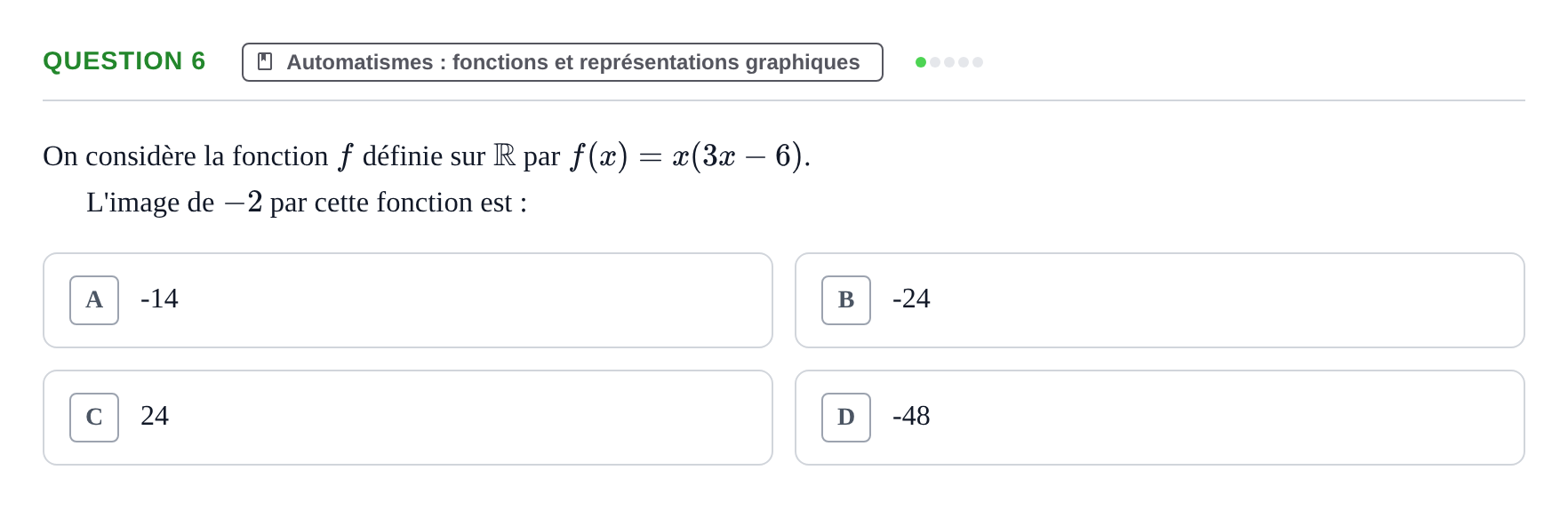 Énoncé: Question 6 · Bac STMG Épreuve anticipée de mathématiques Métropole 2026