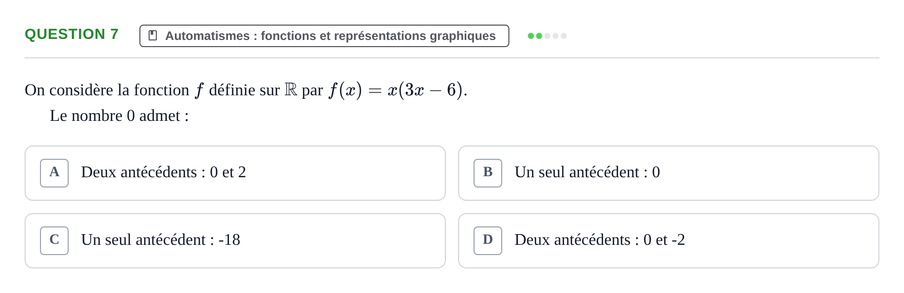 Énoncé: Question 7 · Bac STMG Épreuve anticipée de mathématiques Métropole 2026