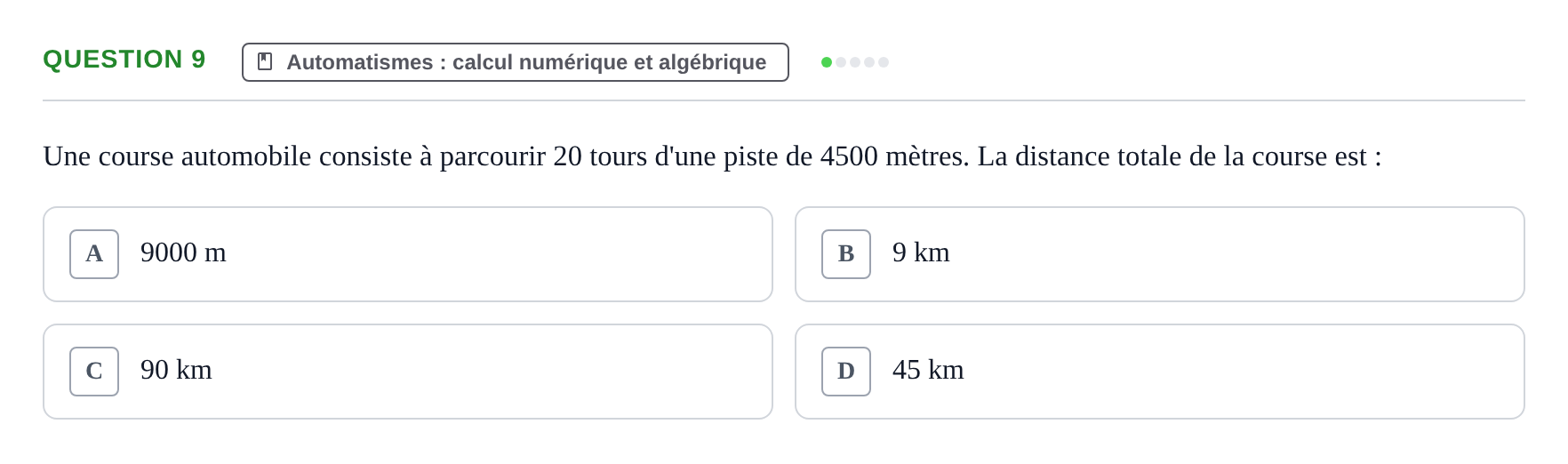 Énoncé: Question 9 · Bac STMG Épreuve anticipée de mathématiques Métropole 2026