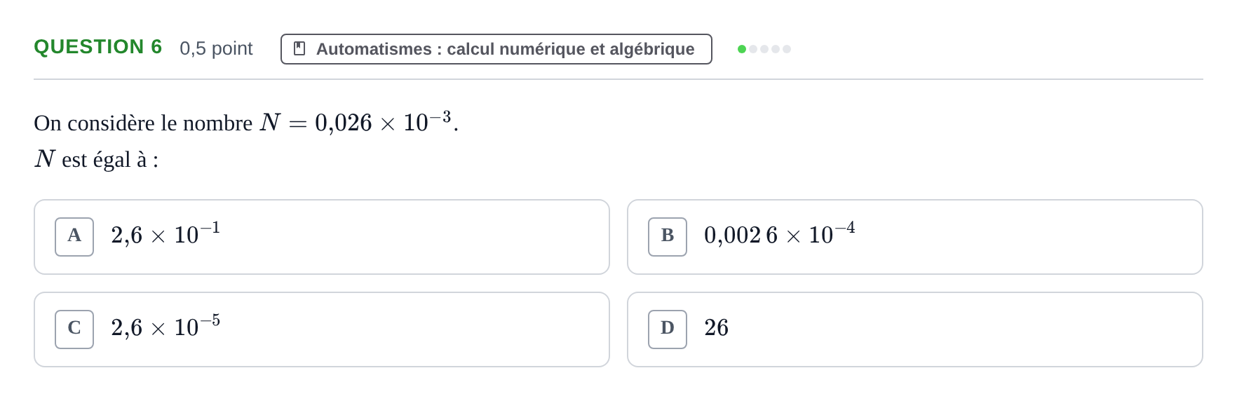 Énoncé: Question 6 · Bac STMG Épreuve anticipée de mathématiques Métropole Septembre 2026