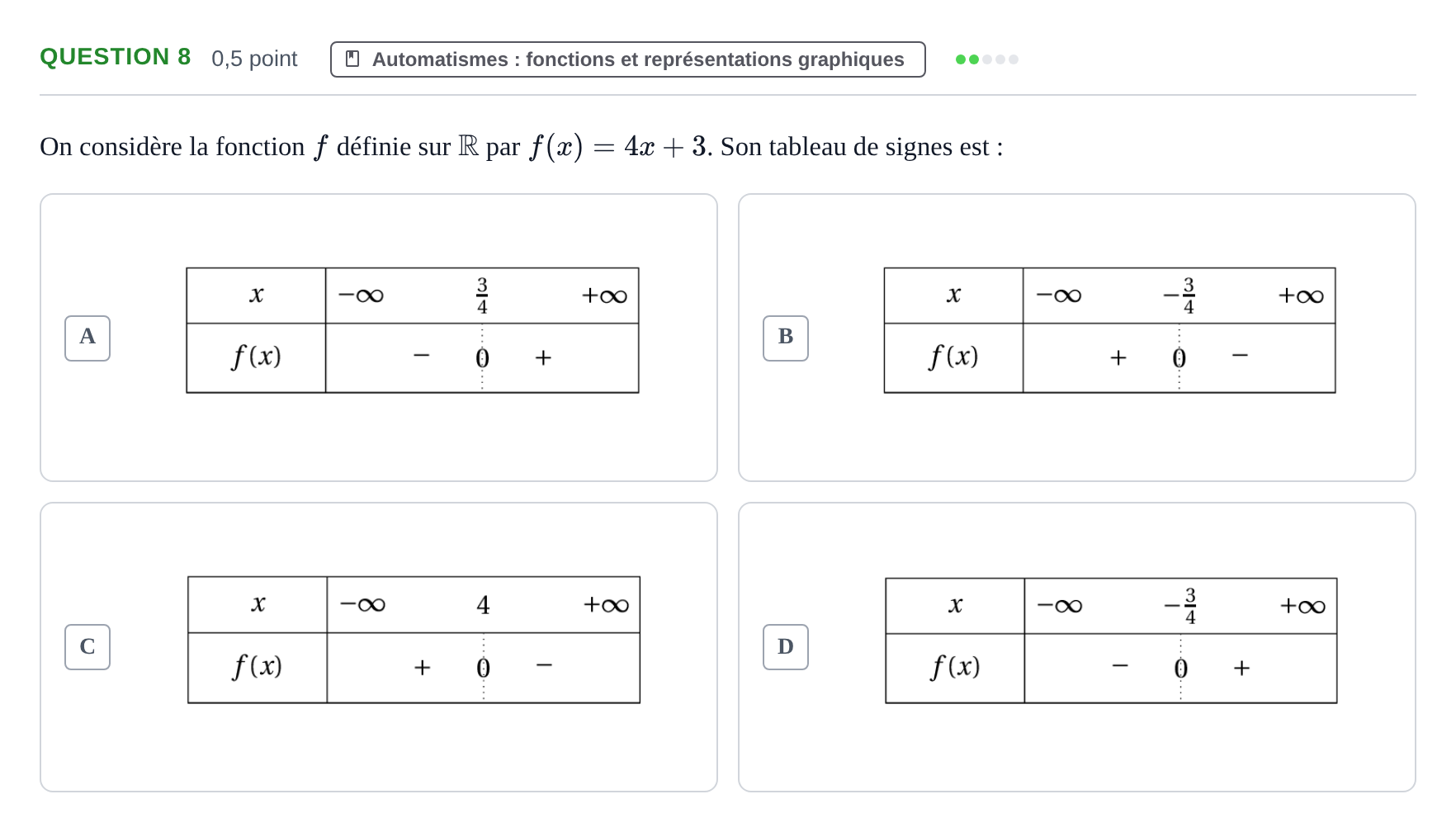 Énoncé: Question 8 · Bac STMG Épreuve anticipée de mathématiques Métropole Septembre 2026