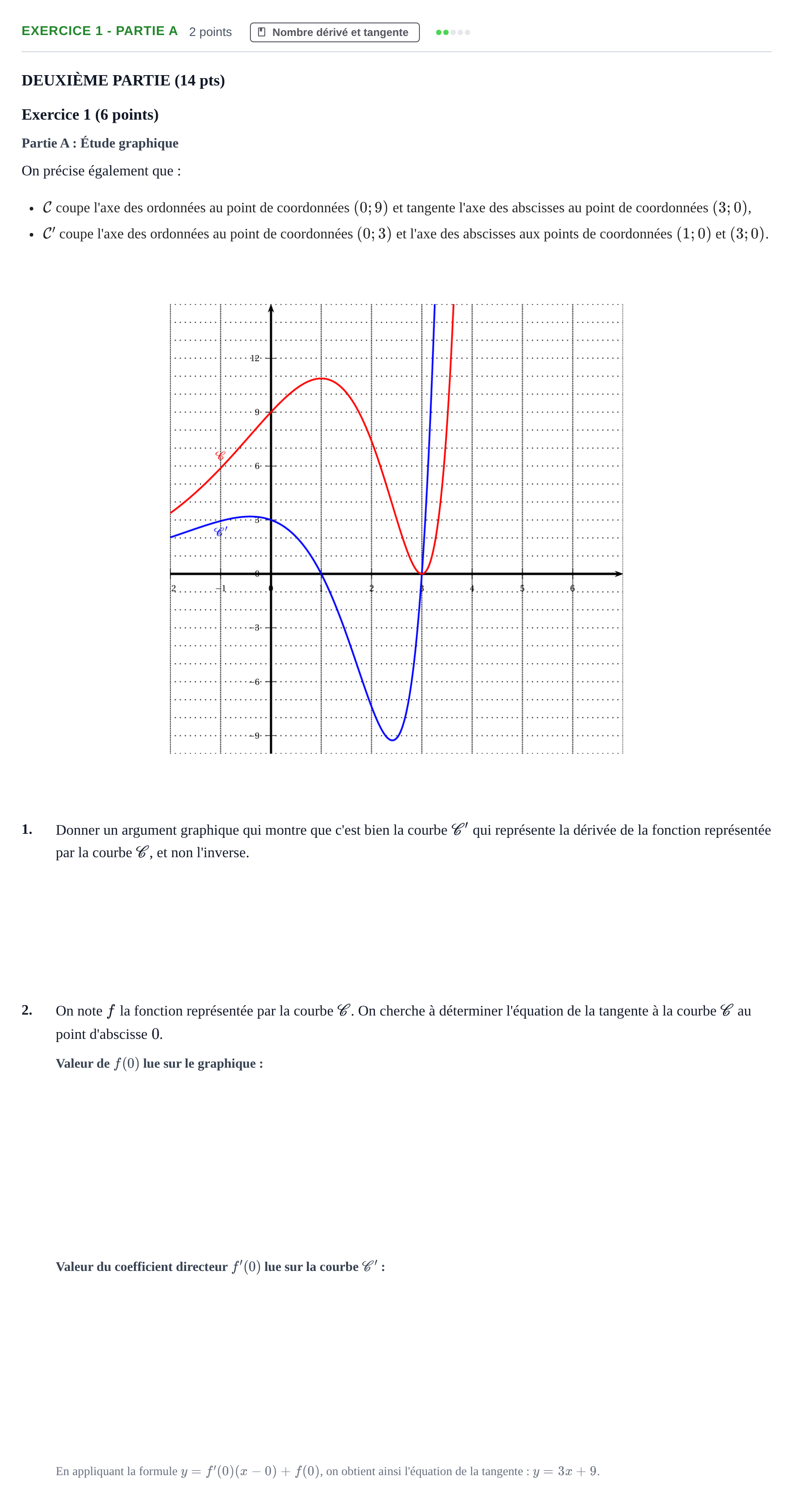 Énoncé: Exercice 1 - Partie A · Bac Épreuve anticipée de mathématiques (spécialité) Métropole Secours 2026