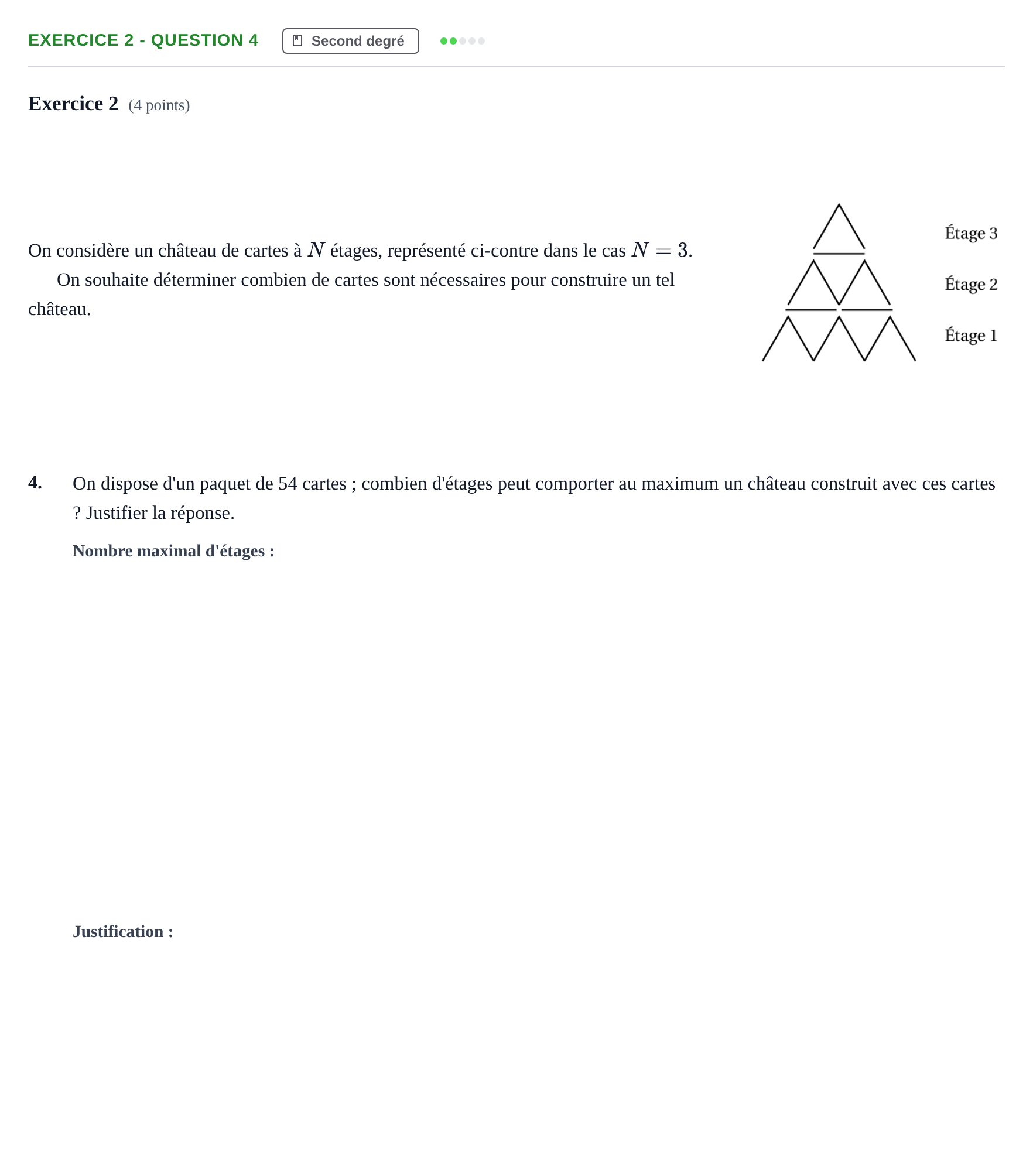 Énoncé: Exercice 2 - Question 4 · Bac Épreuve anticipée de mathématiques (spécialité) Métropole Secours 2026
