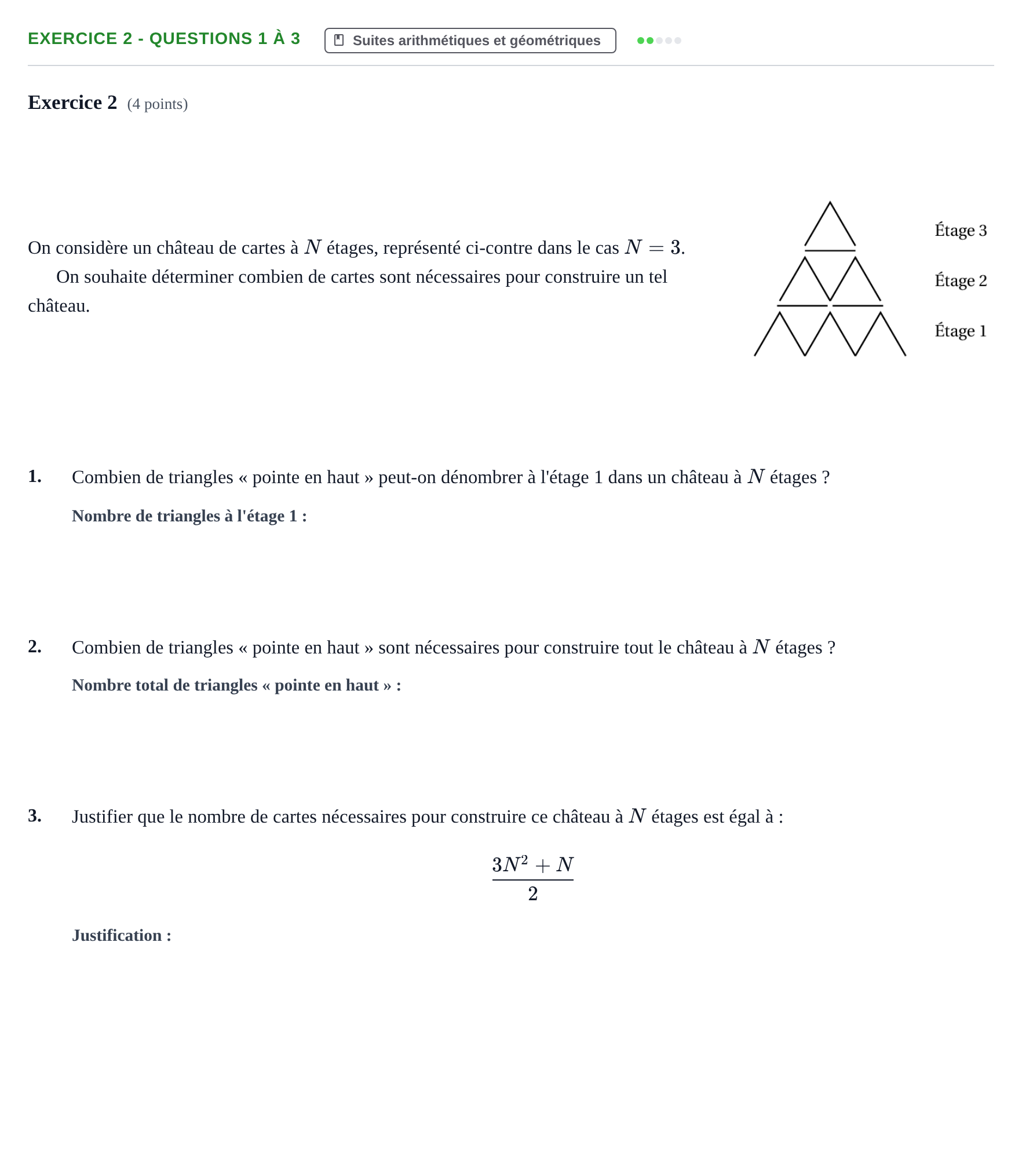 Énoncé: Exercice 2 - Questions 1 à 3 · Bac Épreuve anticipée de mathématiques (spécialité) Métropole Secours 2026