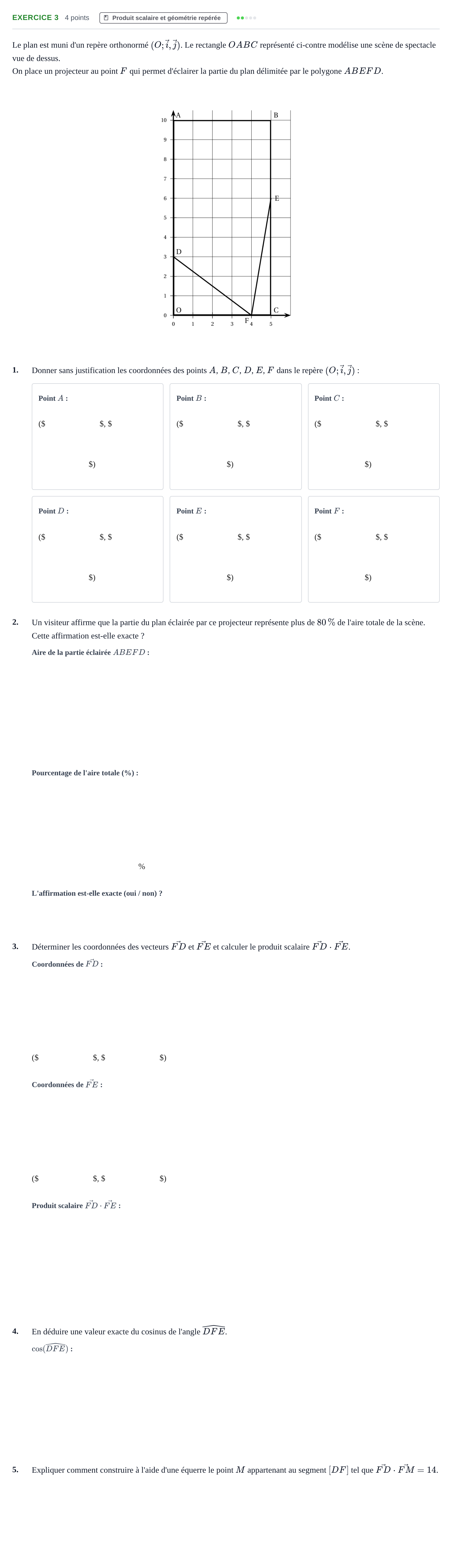 Énoncé: Exercice 3 · Bac Épreuve anticipée de mathématiques (spécialité) Métropole Secours 2026