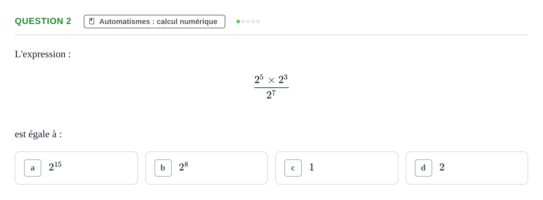 Énoncé: Question 2 · Bac Épreuve anticipée de mathématiques (spécialité) Métropole Secours 2026