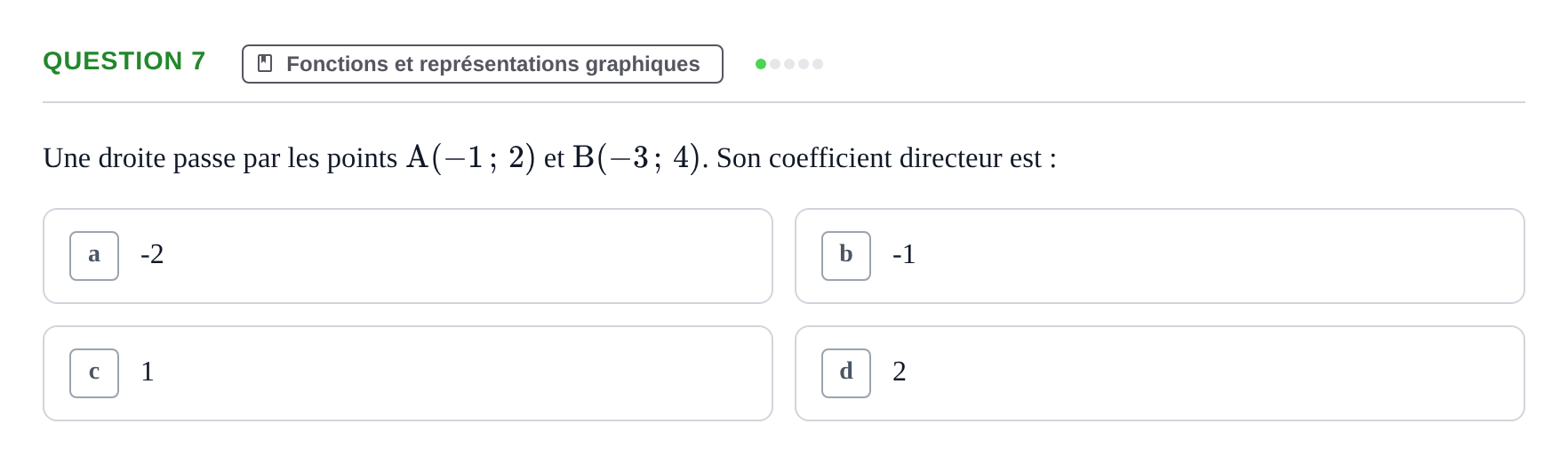 Énoncé: Question 7 · Bac Épreuve anticipée de mathématiques (sans spécialité) Métropole 2026